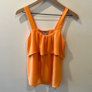 LOFT Outlet Ruffled Women’s Flowy Sleeveless Blouse Bright Orange Size XS
